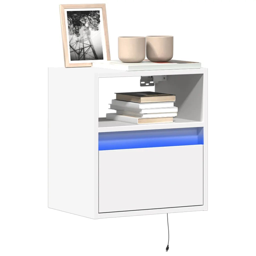 Mobile TV a Parete con Luci LED Bianco 41x31x45 cm 852313