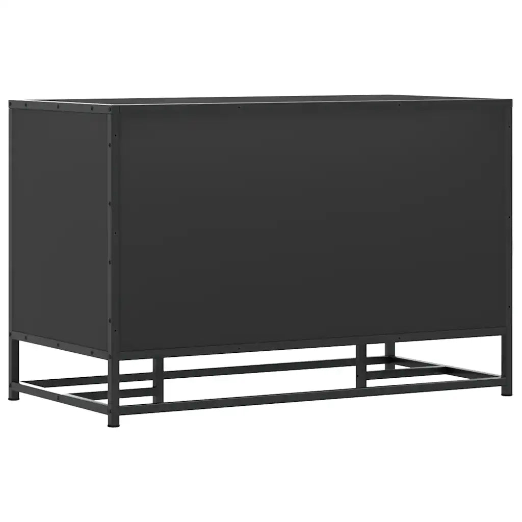 Panca Portaoggetti Nera 80x40x53,5 cm Multistrato e Metallo