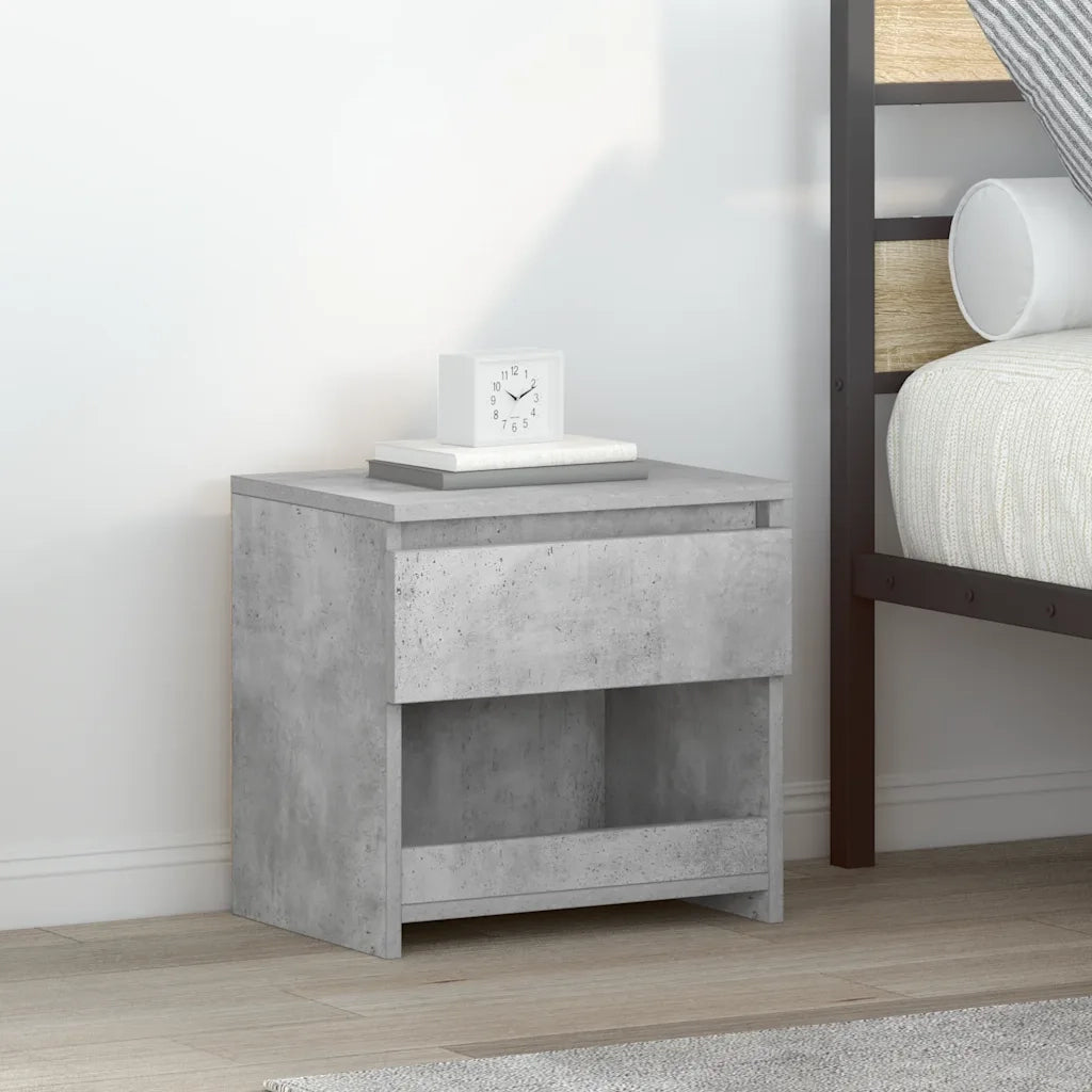 Comodino Grigio Cemento 40x30x39 cm in Legno Multistrato 803451