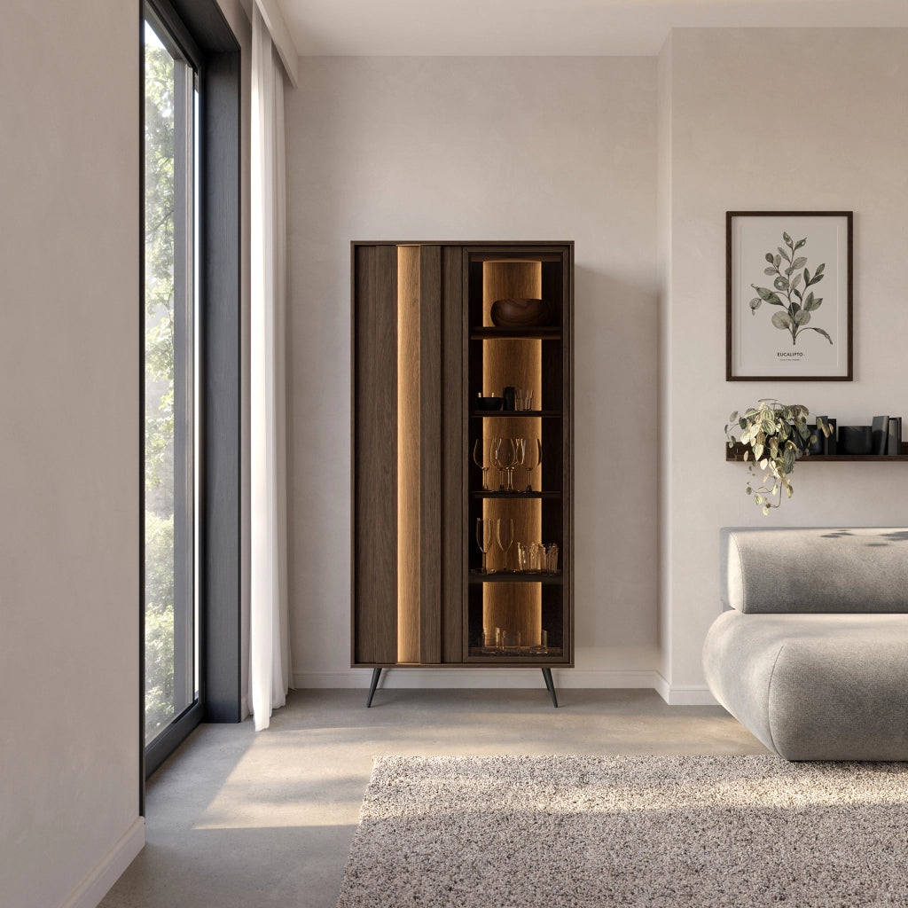 Mobile Espositore Katiso, Vetrina 8 Ripiani, 94x40x196h cm Marrone Noce