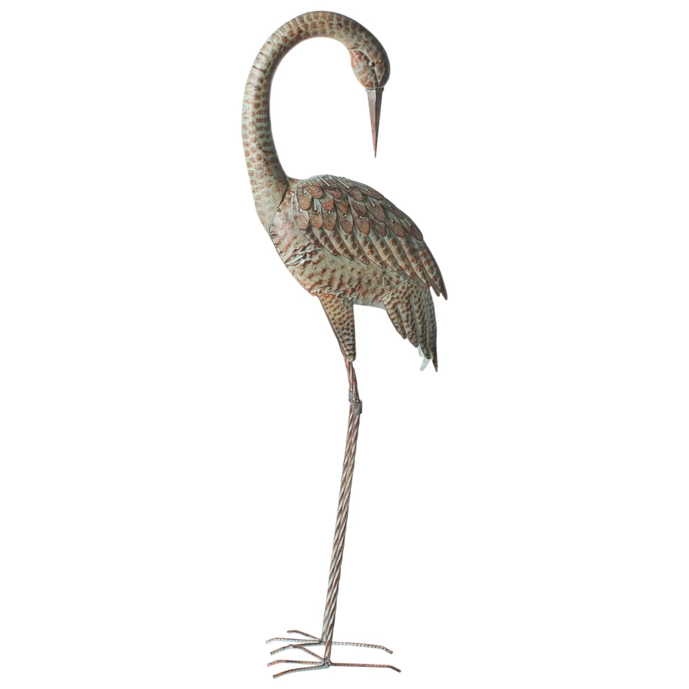 Statuetta decorativa in ferro a forma di gru da giardino marrone Decorazione per interni ed esterni