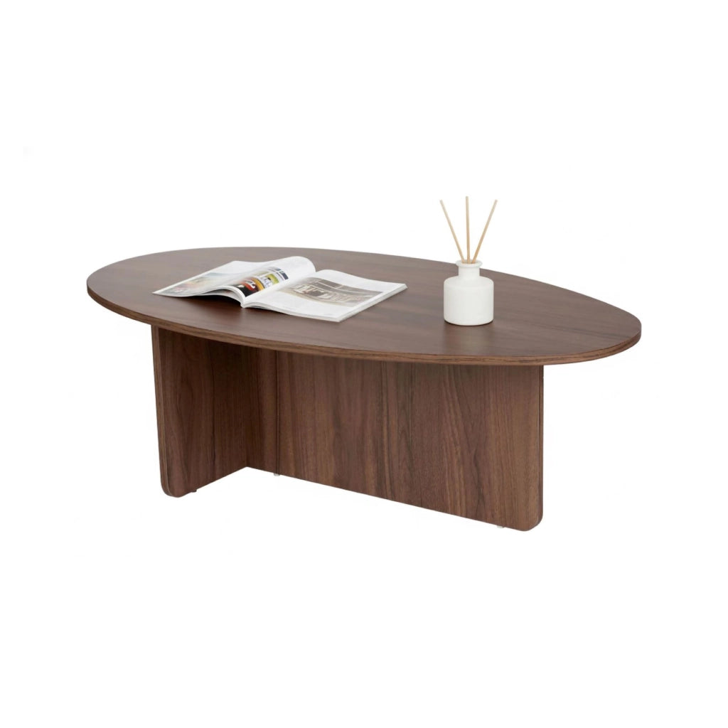 Parona, Tavolino da Salotto Forma Ovale, 120x65x40h cm Marrone Noce