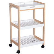 Carrello da cucina con ruote 2 ripiani + piano amovibile ¨C zephmum ¨C bianco MDF