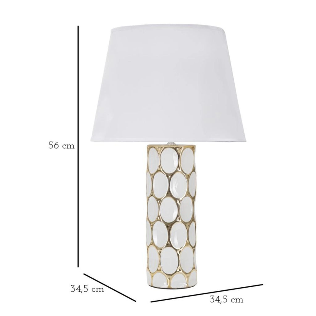 Lampada da Tavolo VKH109, Bianco, Ceramica, 34,5x34,5x56 cm