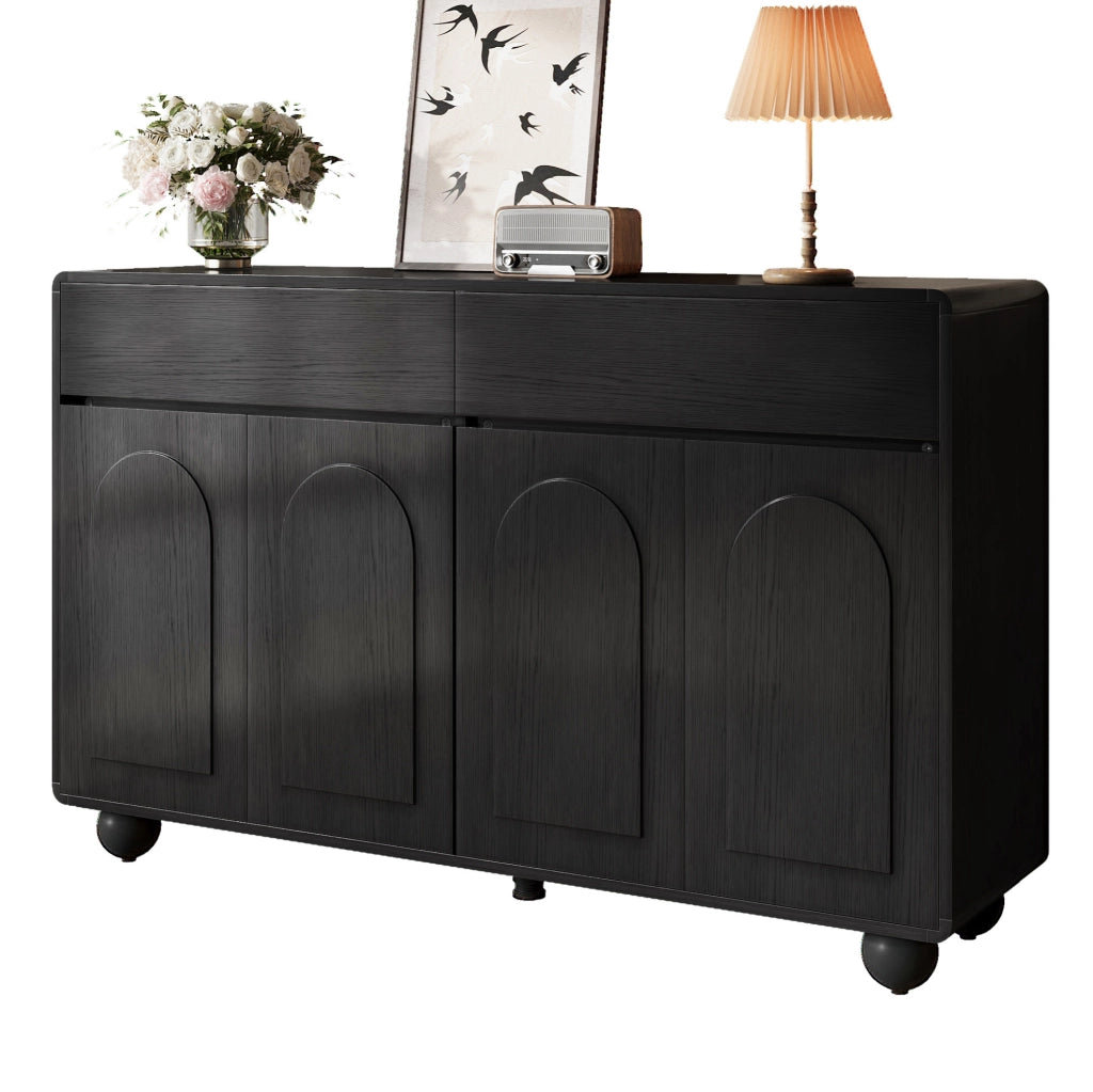 Credenza nera 140 cm con 2 cassetti e 4 ante