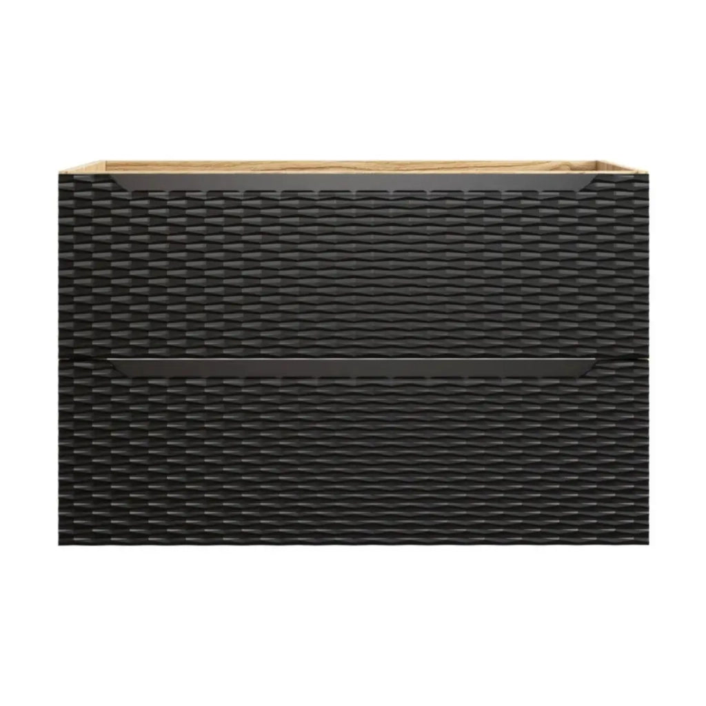 Mobile sottolavabo YOKA – 2 cassetti – Rovere chiaro e nero – L90 × P46 × H57 cm – Da appendere