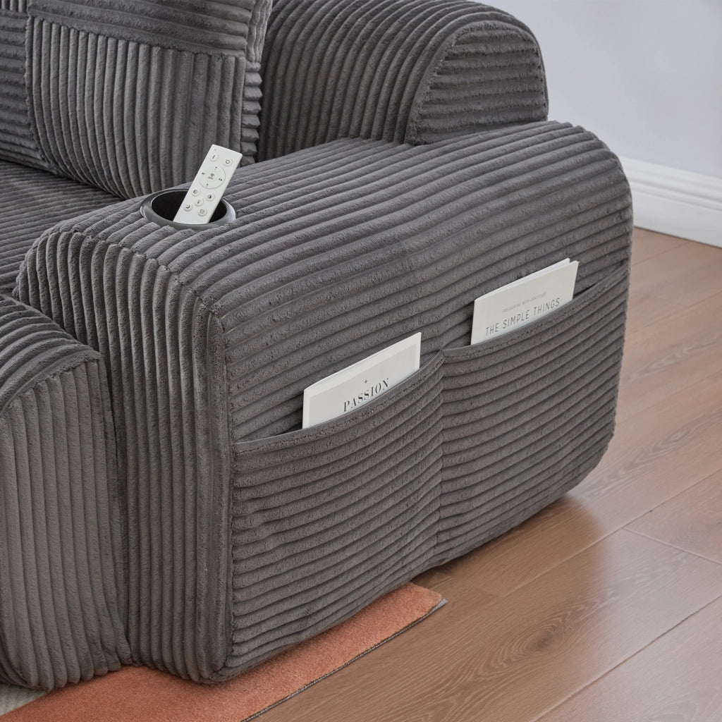 DIVANO modulare 3 posti 268x174x80 cm in corduroy grigio scuro