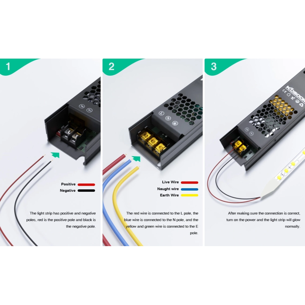 Alimentatore LED Dimmerabile 24V 60W Trasformatore ultra sottile per striscia LED Driver LED