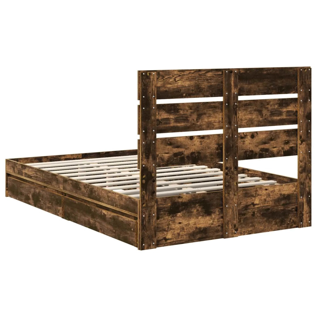 Letto con Contenitore con testiera Rovere fumé 120 x 190 cm 3411916
