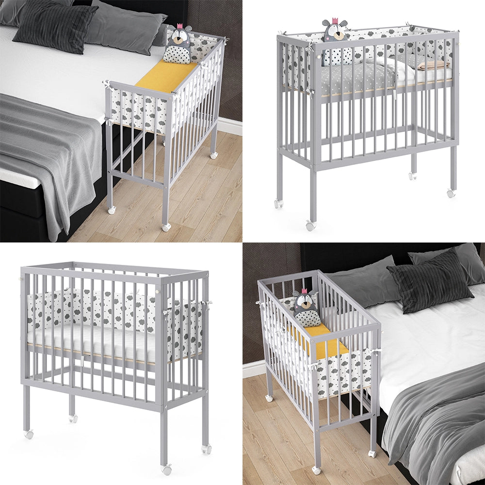 Vitalispa Lettino da attaccare al letto Grigio 94 x 90 cm 2 guide laterali