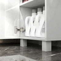 Colonna Bagno Moderna con 2 Armadietti e Ripiani Regolabili, 40x30x167.5 cm, Bianco