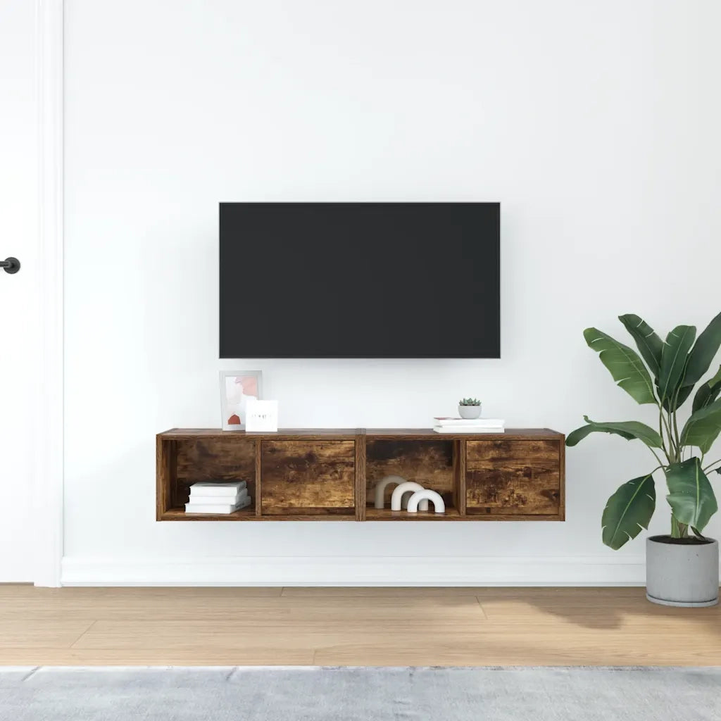 Mobili TV 2 pz Rovere Fumo 60x31x25,5 cm Legno Multistrato 861445