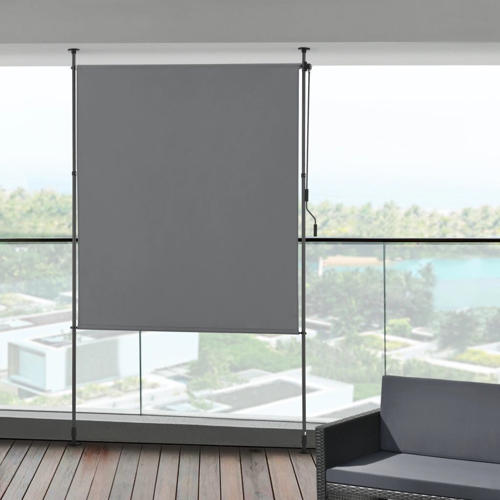 Schermo Verticale Cimarra da Balcone con Pali Telescopici Tenda Parasole Larga 200 cm Grigio Scuro pro.tec