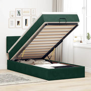 Pouf Letto con Materasso e LED Verde Scuro 80x200cm in Velluto 3312587