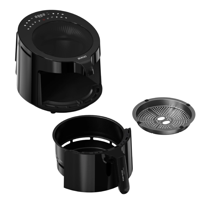 Friggitrice ad aria 5L 1500W con finestra trasparente, 12 programmi e temperatura 80-200°C, display touch - Sogo