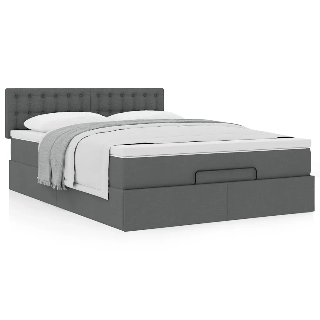Pouf Letto con Materasso Grigio Scuro 140x190 cm in Tessuto 3311623