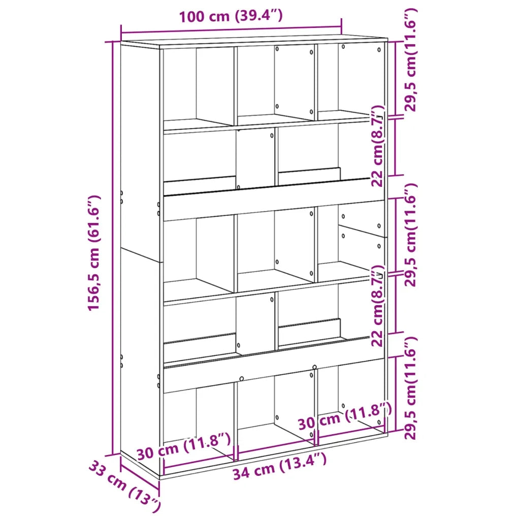 Libreria Nera 100x33x156,5 cm in Truciolato 3309367
