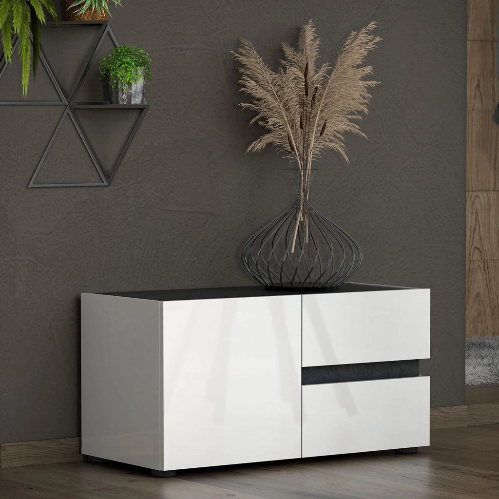 Seul, Mobile da Ingresso 2 Cassetti Made in Italy, 80x38x42h cm Bianco Lucido