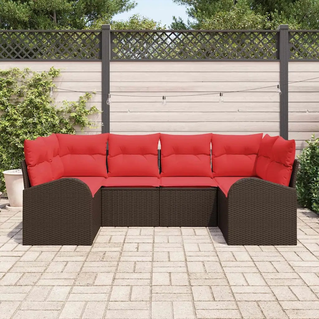 Set Divano da Giardino 6 pcs Marrone Rattan in Polipropilene 3346184