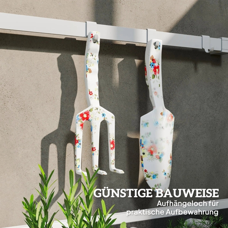 SET da giardino 3 pezzi in alluminio multicolore con cesoie, pala e rastrello