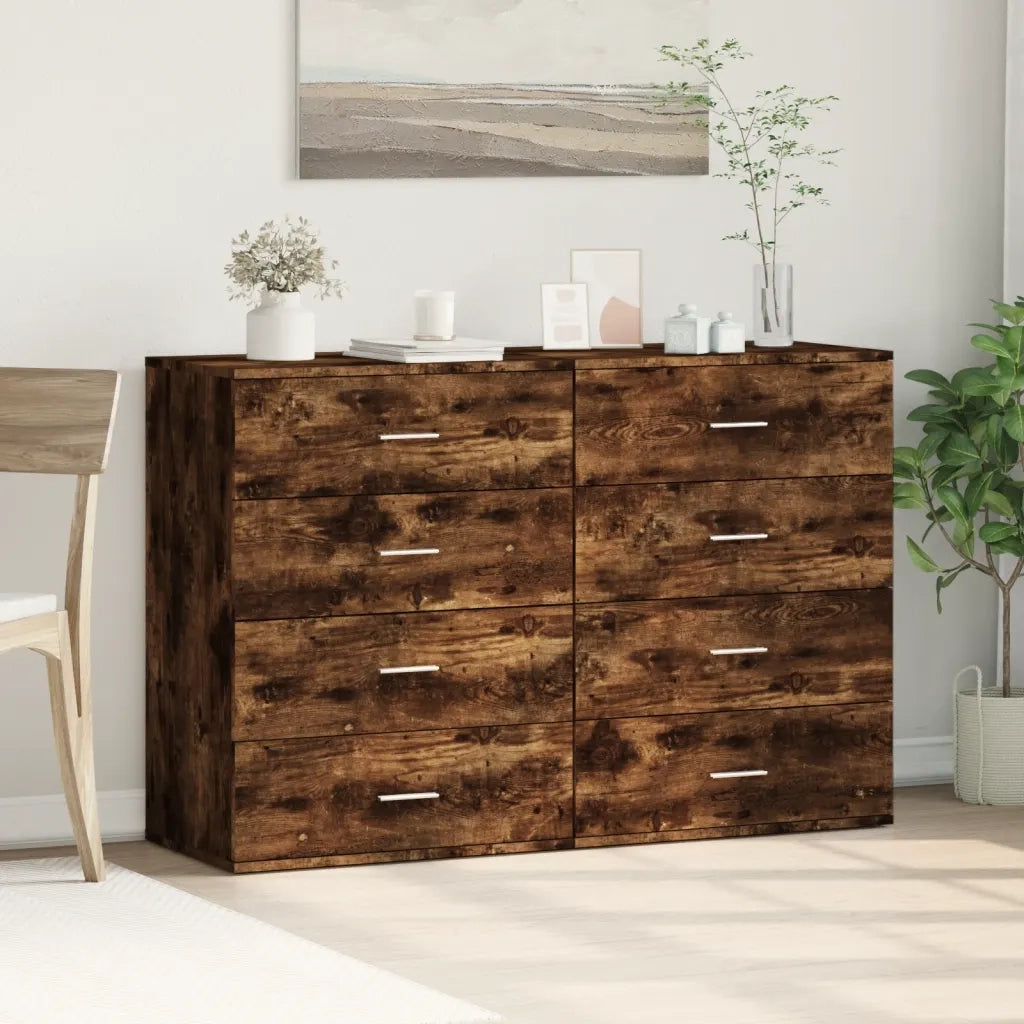 Credenze 2 pz | Madia | Buffet da pranzo | Armadio da pranzo Rovere Fumo 60x39x80 cm in Legno Multistrato