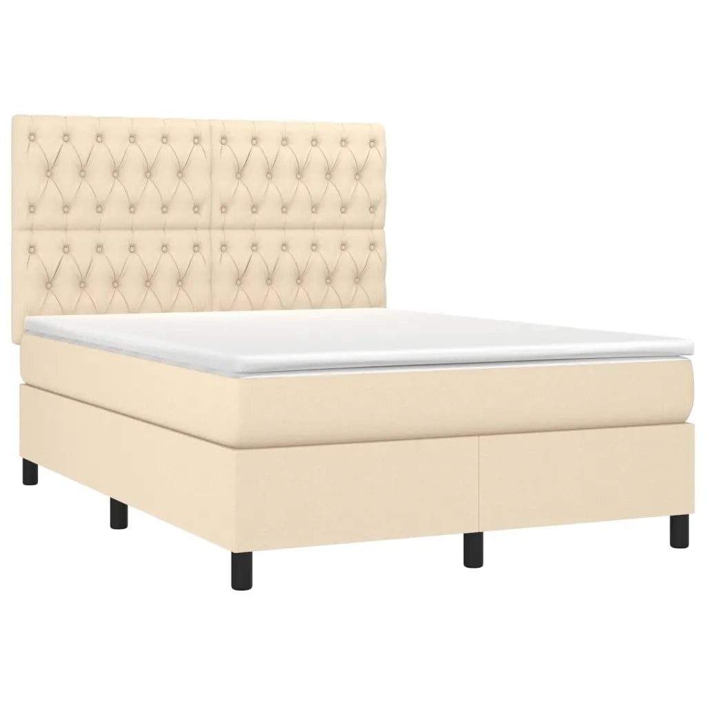 Letto a Molle con Materasso e LED Crema 140x200 cm in Tessuto cod mxl 58912