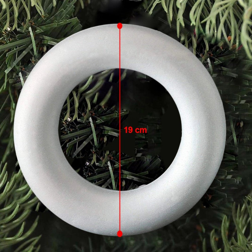 Trade Shop - 2 Anelli Cerchi Polistirolo 19cm Bianchi Decorazioni Natalizie Addobbi Natale -