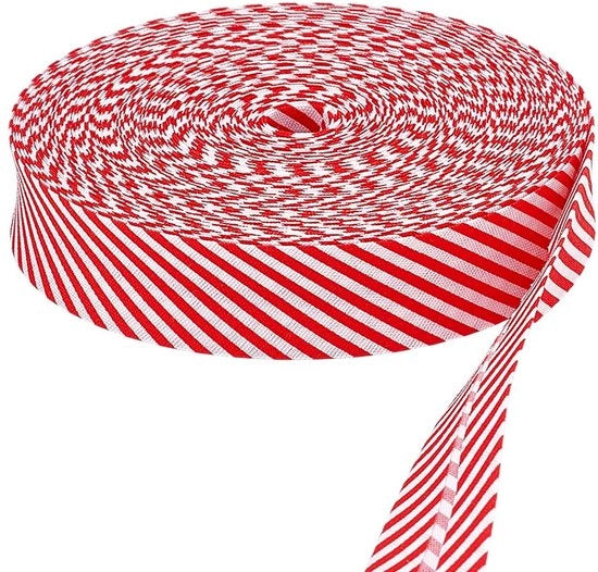 Tessuto di Cintura 24 Metri - Lint a Singola Volta - Striscia Rossa/Bianca - 20 mm - Per Sartoria/Fai da Te - Cintura Decorativa