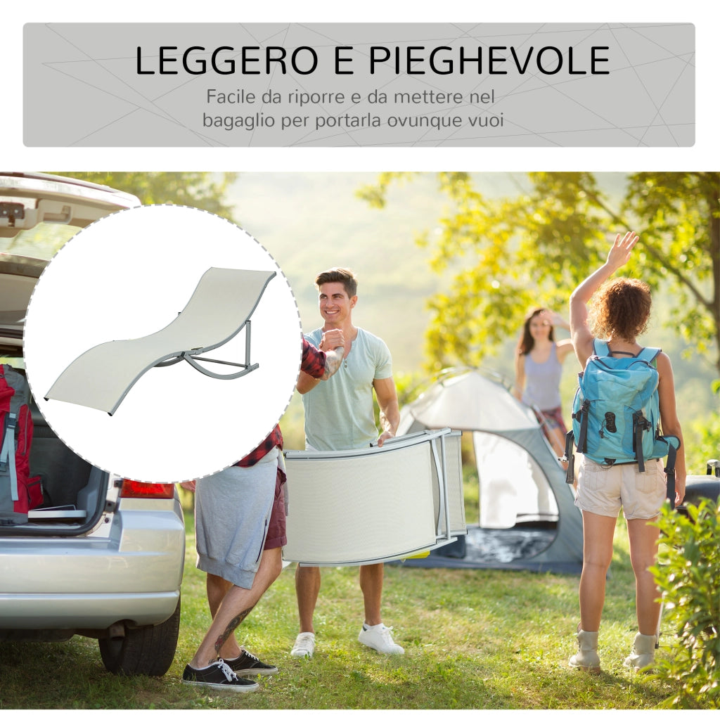 Set 2 Sdraio da Giardino Pieghevoli, Lettino Prendisole in Alluminio e Textilene, 61x165x63 cm