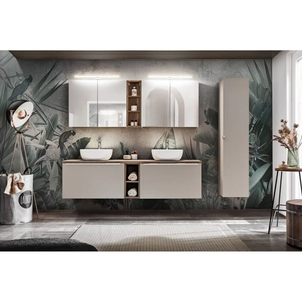 Insieme VANTA taupe: mobili sotto lavabo 180cm + piano lavabo