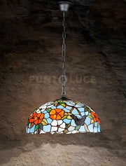 SOSPENSIONE TIFFANY D.40 1 LUCE ATTACCO E27 BUTTERFLY IN VETRO