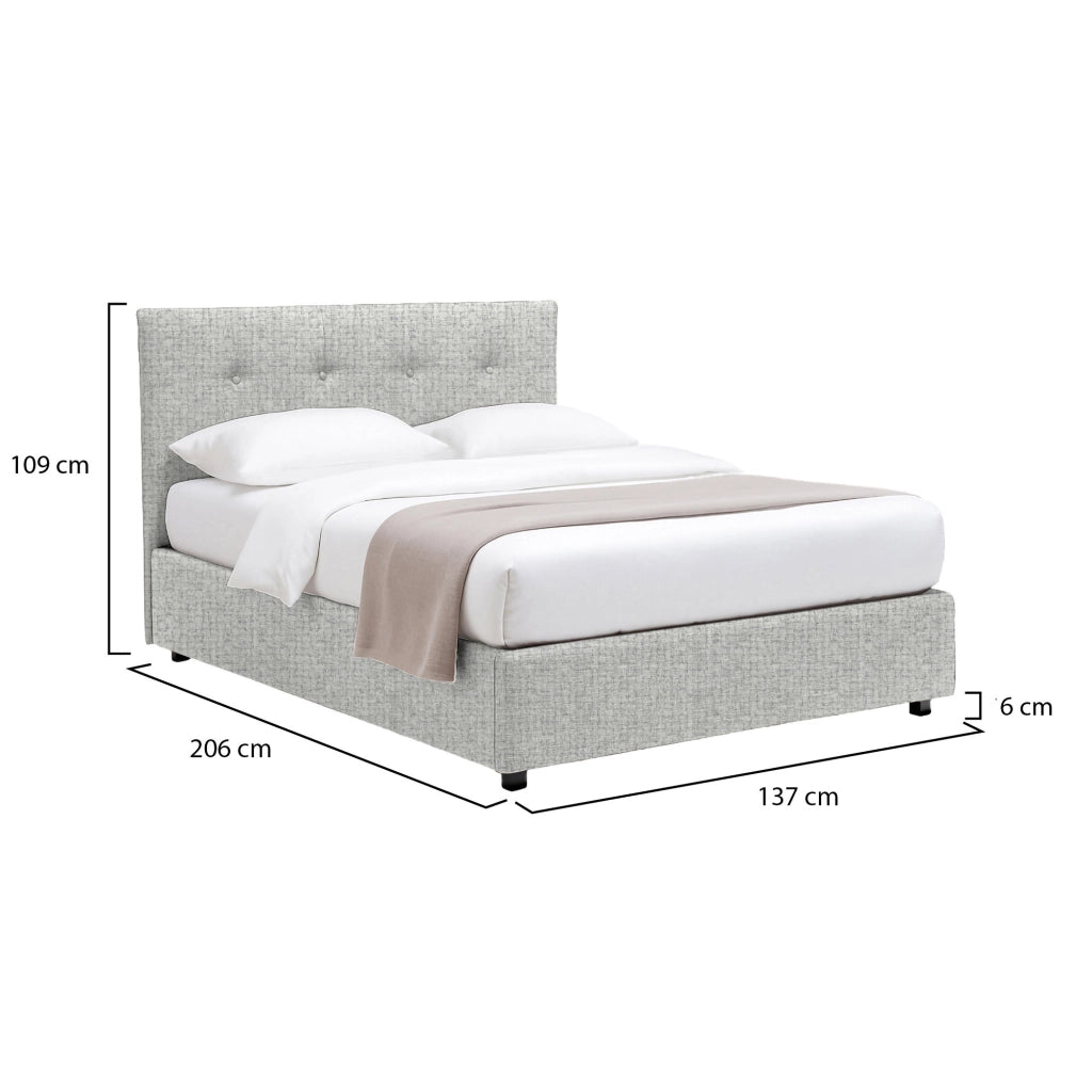 Luton, Letto Piazza e Mezza Sfoderabile Made in Italy, Grigio Chiaro