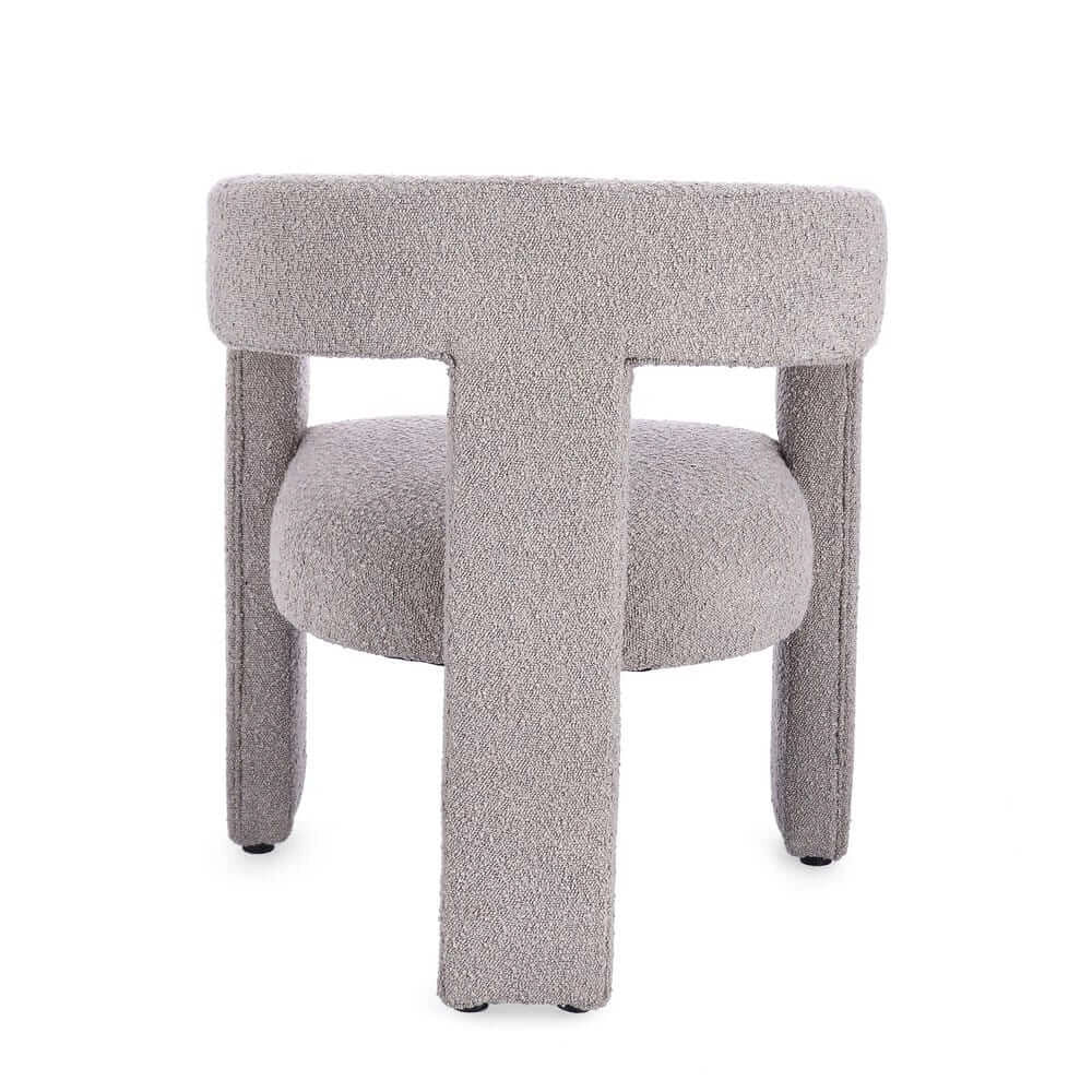 Sedia con Braccioli Imbottita in Tessuto Bouclé Avorio - ISABELLA