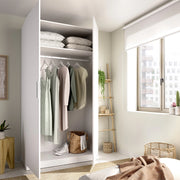 Armadio Camera da Letto Tulot, Guardaroba 2 Ante Appendiabiti, 51x204h cm Bianco