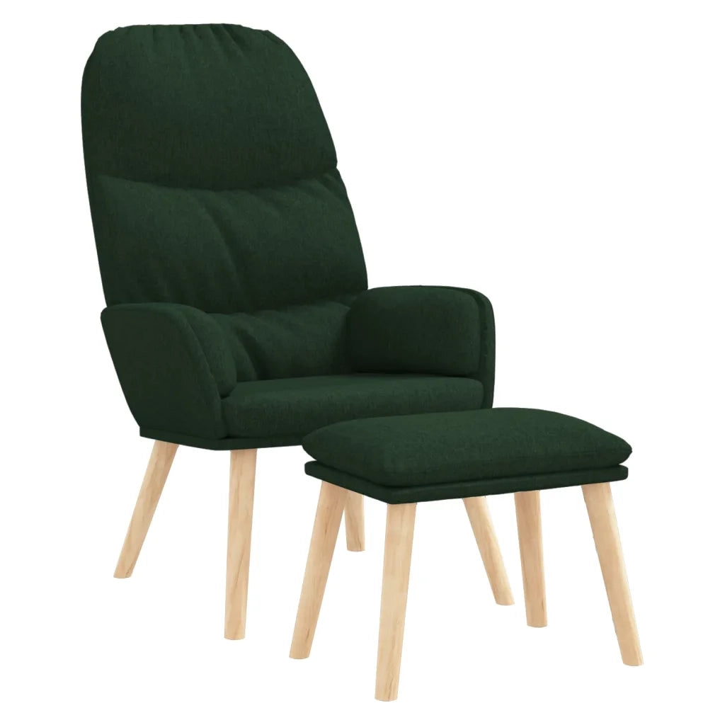 Poltrona Relax con Poggiapiedi Verde Scuro in Tessuto 3097347