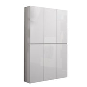 Scarpiera Diva, Mobile portascarpe, Armadio da ingresso multiuso, Mobiletto per calzature, Made in Italy, 122x34h200 cm, Bianco lucido