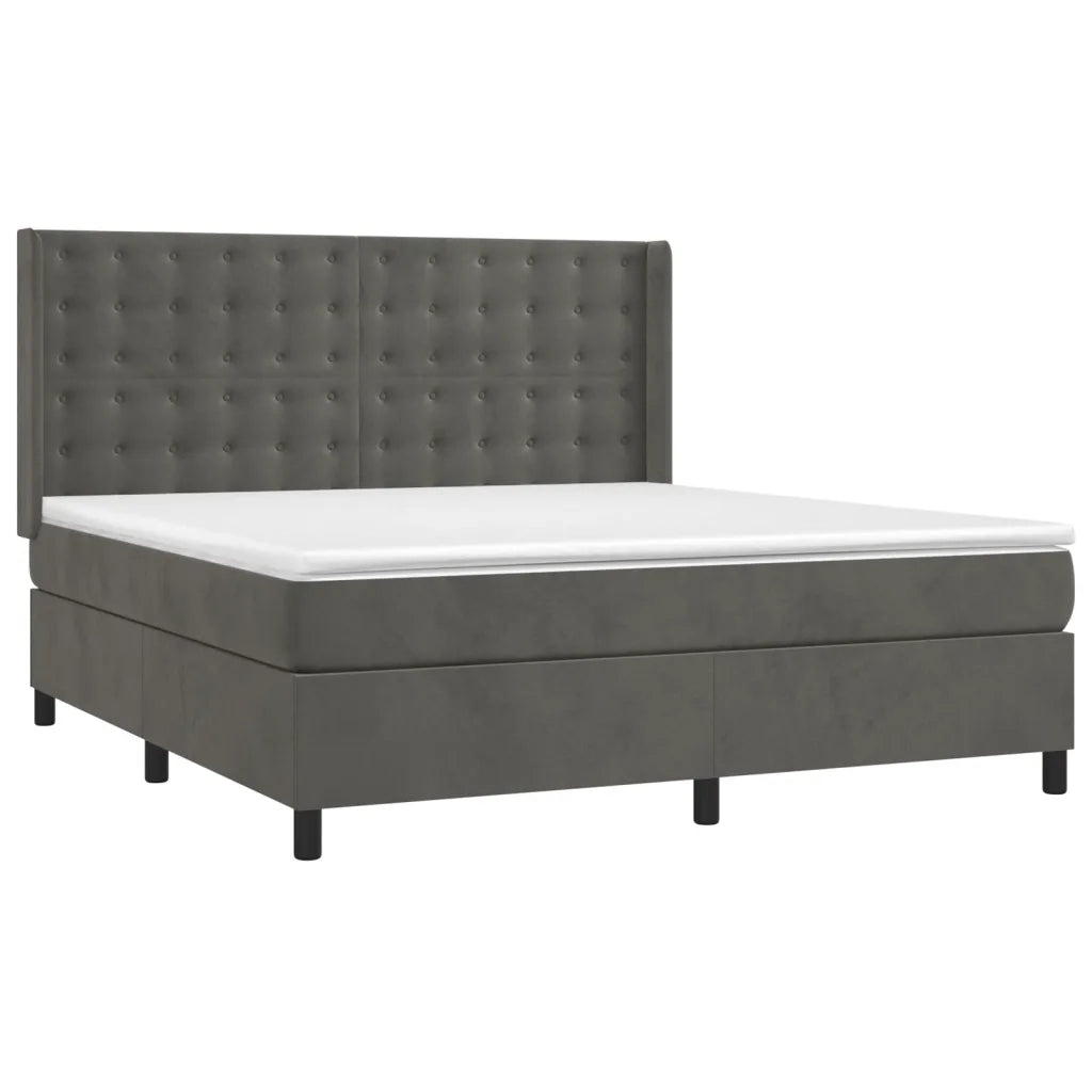 Letto a Molle con Materasso e LED Grigio Scuro 160x200 cm 3139812