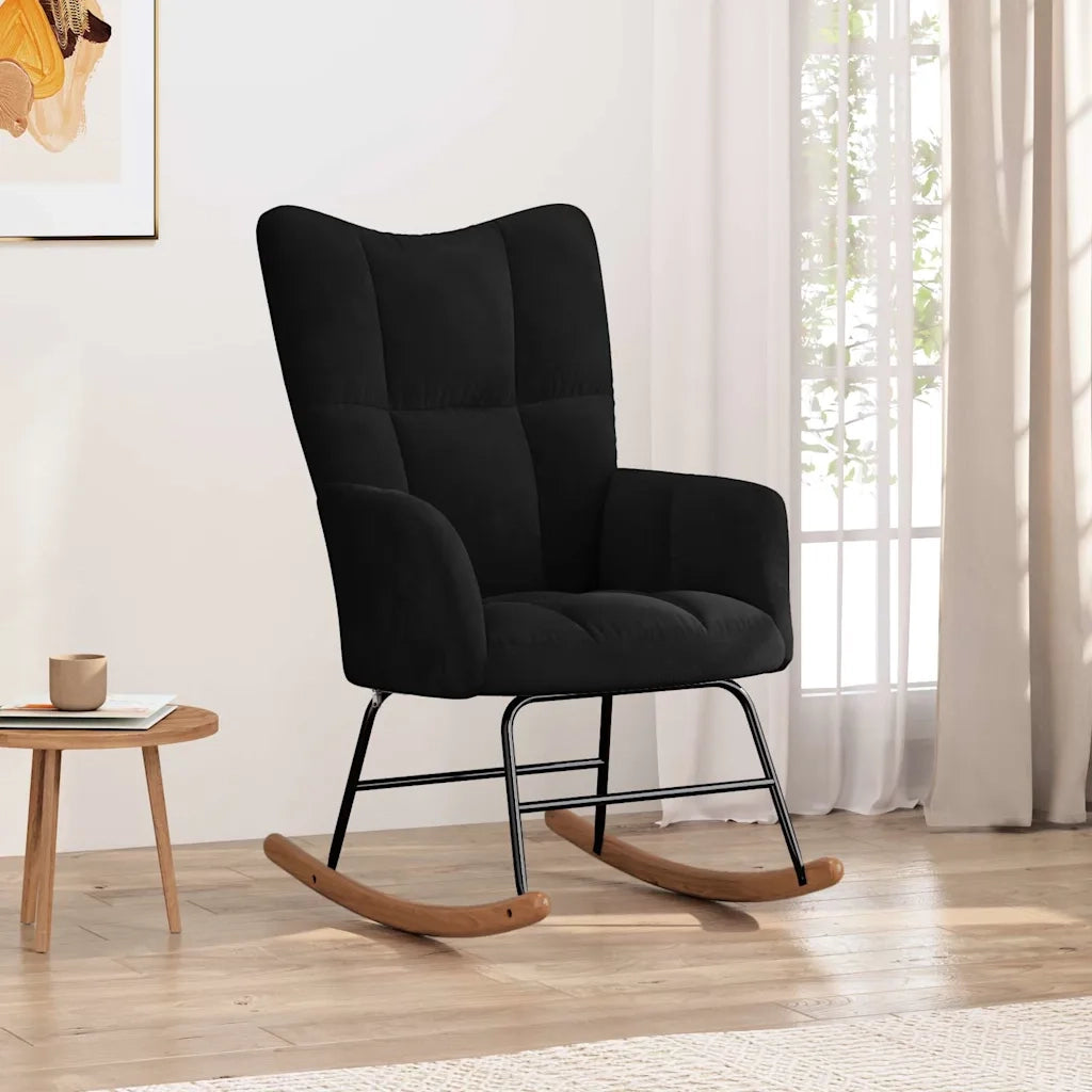 Sedia a Dondolo Nera in Velluto 328145
