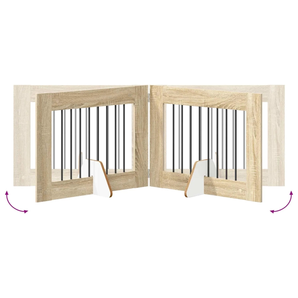 Cancello per cani pieghevole con supporti 6 pz Rovere Sonoma 892140