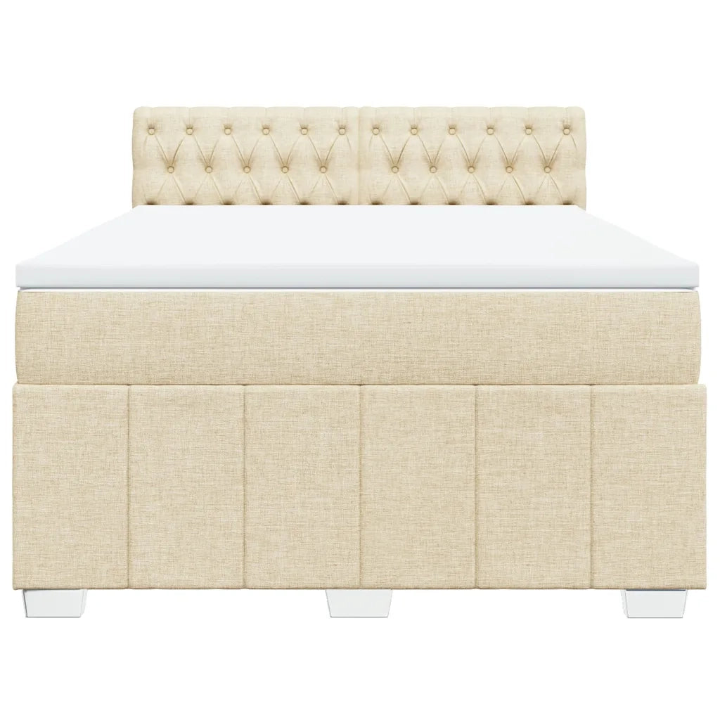 vidaXL Giroletto a Molle con Materasso Crema 160x200 cm in Tessuto