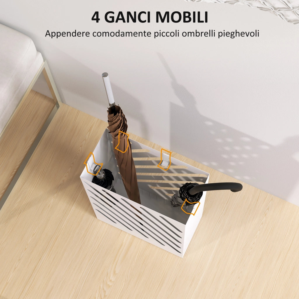 Portaombrelli Design con Vaschetta e Ganci ¨C zephmum ¨C Bianco 28x14x41 cm