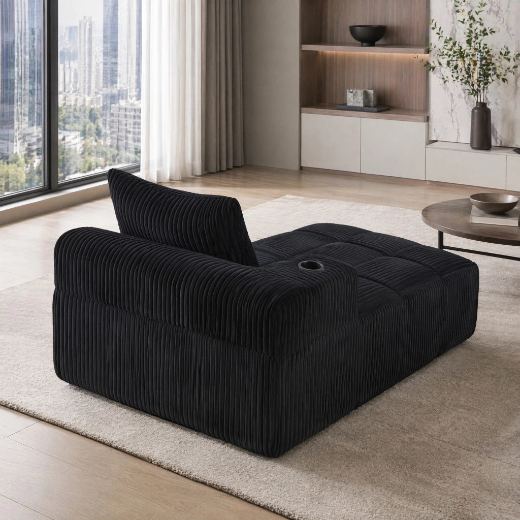DIVANO Compatto 158x93x61 cm in Corduroy Nero