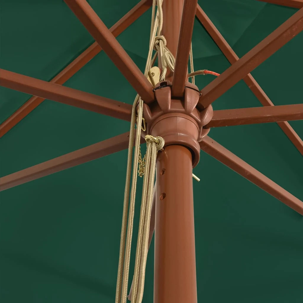 Ombrellone da giardino con palo in legno 400 x 273 cm verde 02_0008371