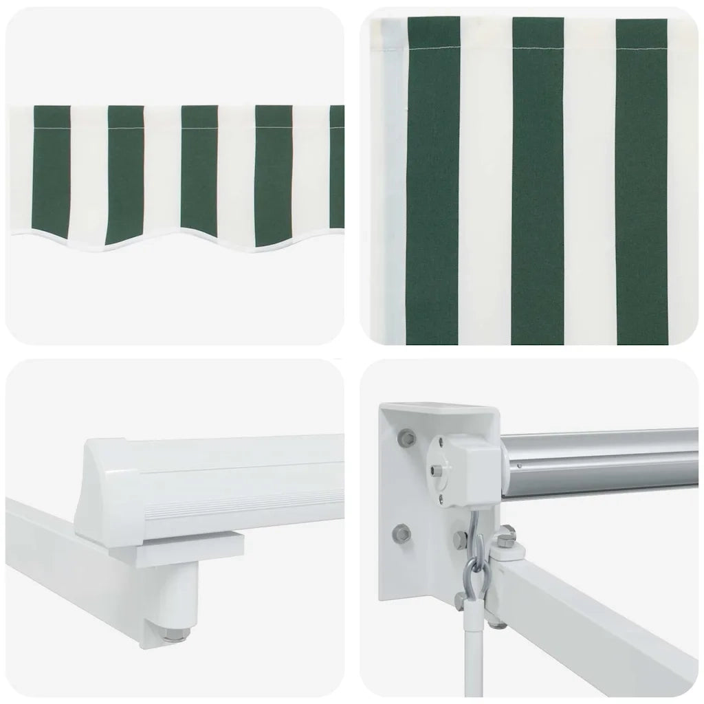 Tenda retrattile-Tenda parasole per balcone Verde e Bianco 350 x 250 cm 600045