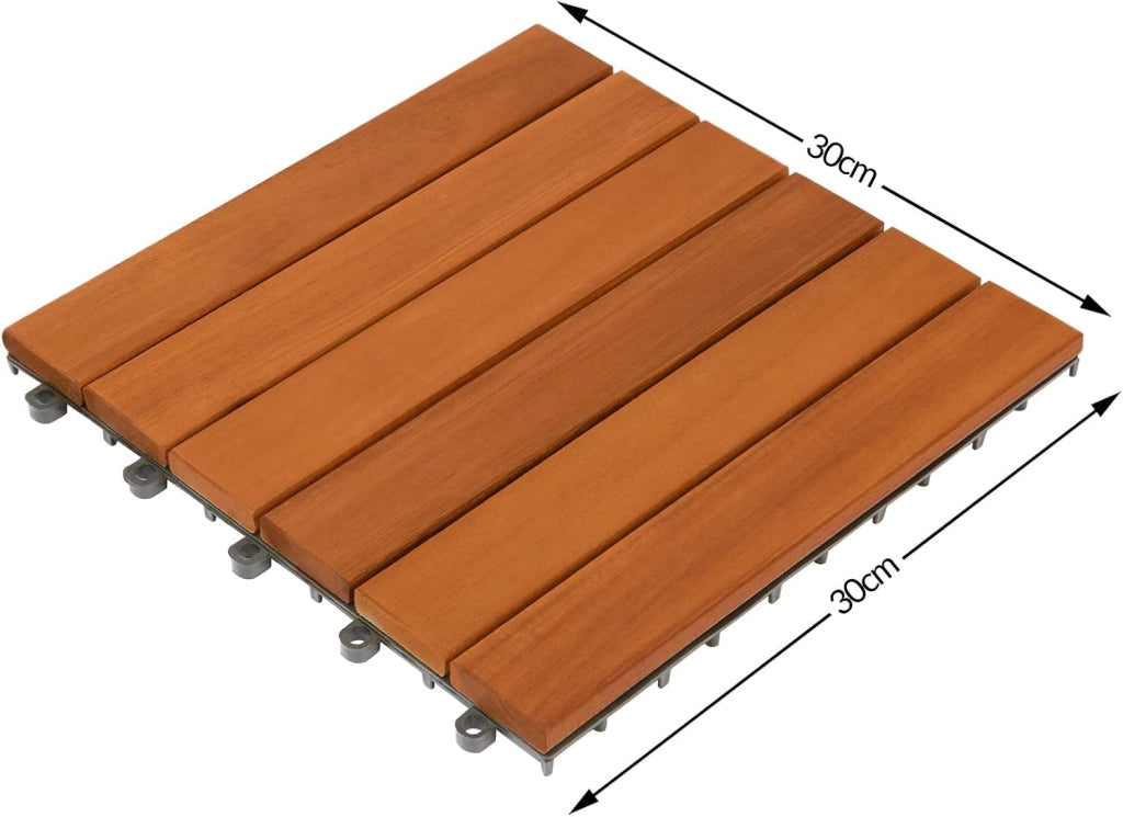 Casaria Piastrelle Legno Acacia 22pz Certificato FSC® Mattonelle 2m² ad Incastro 30x30cm Esterno