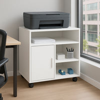 Mobile Porta Stampante Multiuso Salvaspazio 60x50x65 cm Legno Bianco