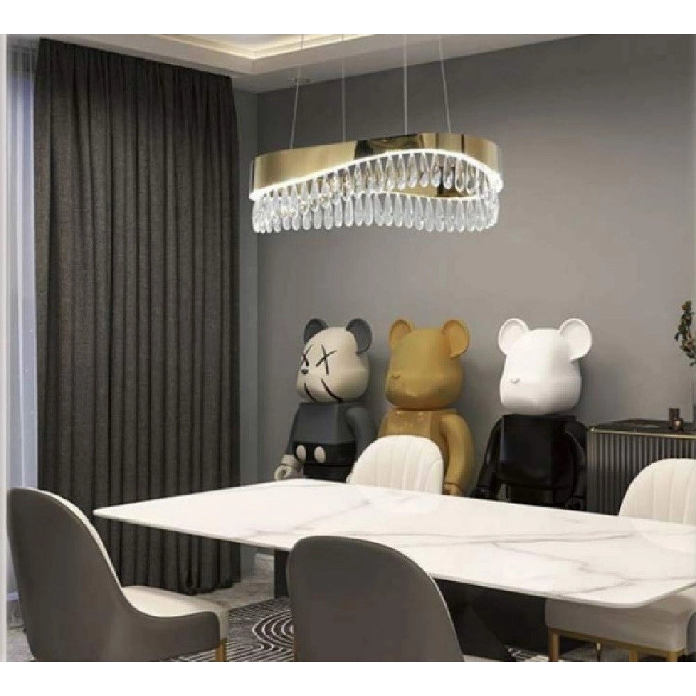 Trade Shop - Lampadario Led A Sospensione Oro 35 W Con Cristalli Contemporaneo Luce 6500k B78 -