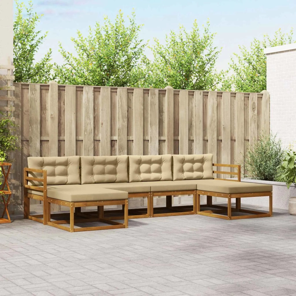 Set di divani da esterno con cuscino 6 pcs Naturale e Beige