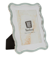 Cornice Elizabeth Celeste 22,7x1,3x27,6 cm in Zinco e Vetro Azzurro e Argento