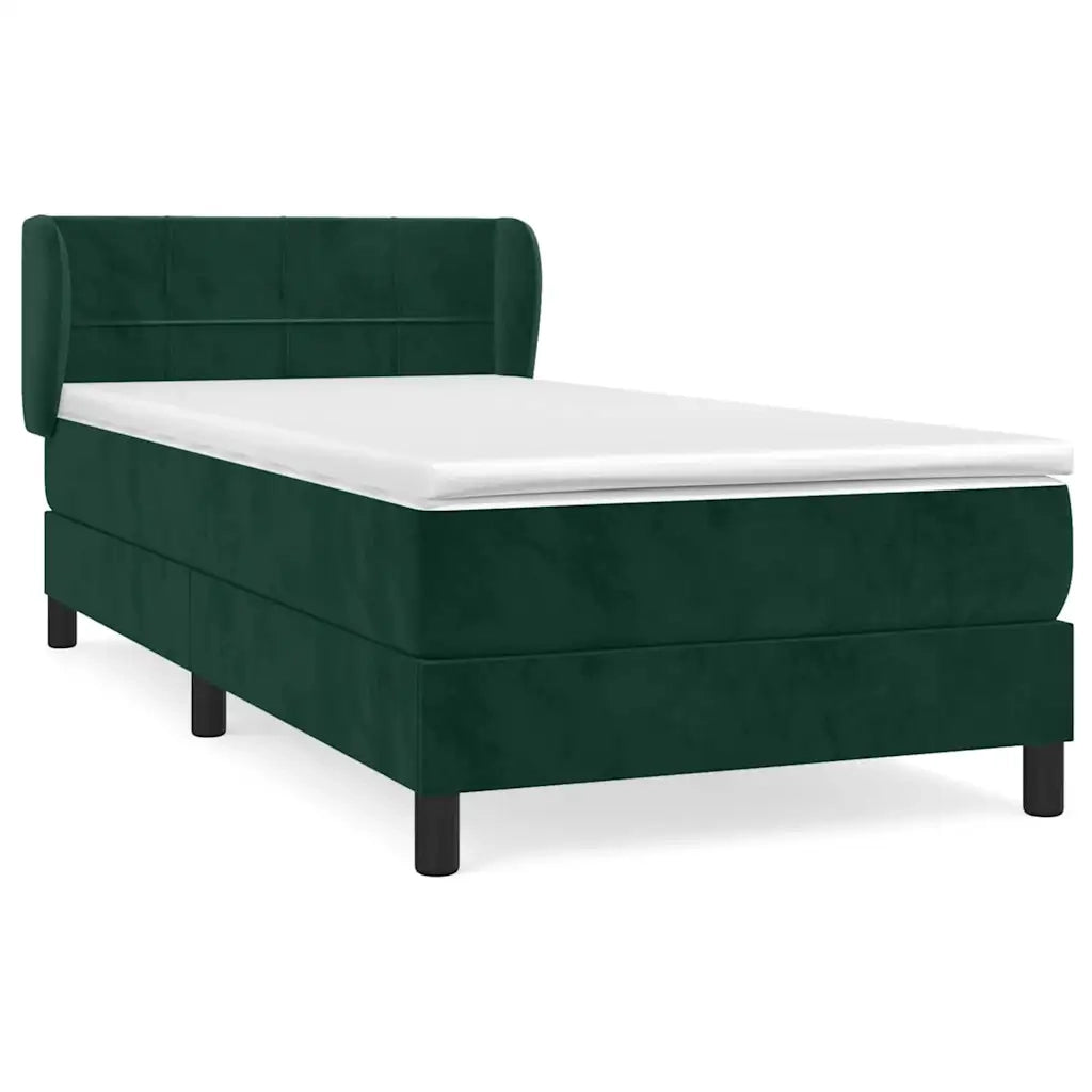 Giroletto a Molle con Materasso-Struttura Letto Verde Scuro 90x190 cm Velluto 617060